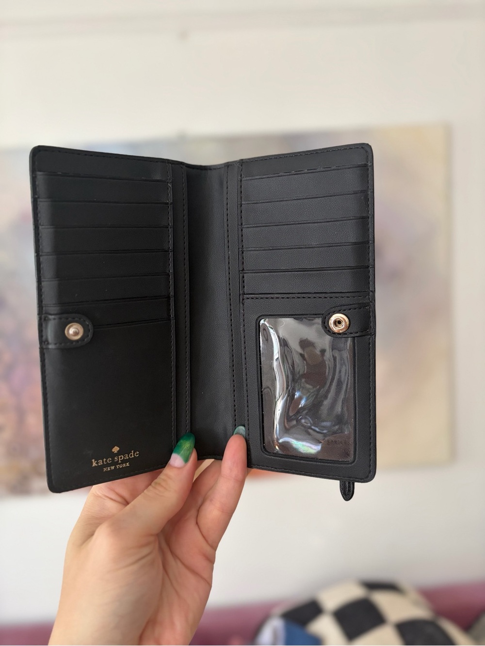 kate spade black leather bifold wallet - Picture 3 of 6